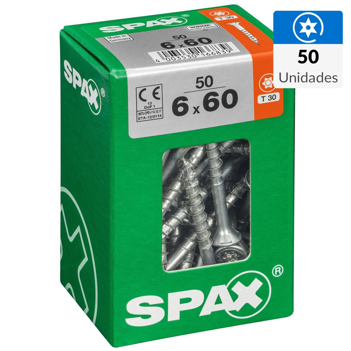 SPAX AMERICAN SCREW - Tornillo Tirafondo Madera Aglomerada 60 mm 6 mm 50 unidad(es)
