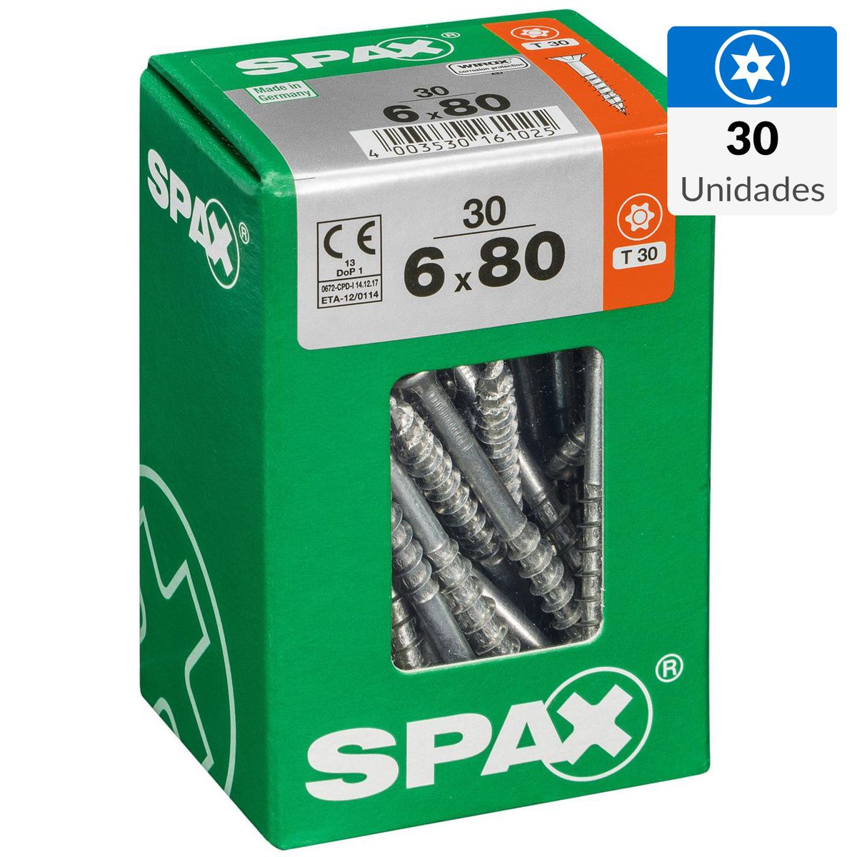 SPAX AMERICAN SCREW - Tornillo Tirafondo Madera Aglomerada 80 mm 6 mm 30 unidad(es)