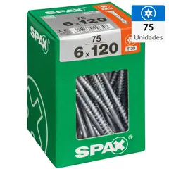 SPAX AMERICAN SCREW - Tornillo Spax Tirafondo Cabeza Plana Madera Aglomerada 120 mm 6 mm 75 Unidades