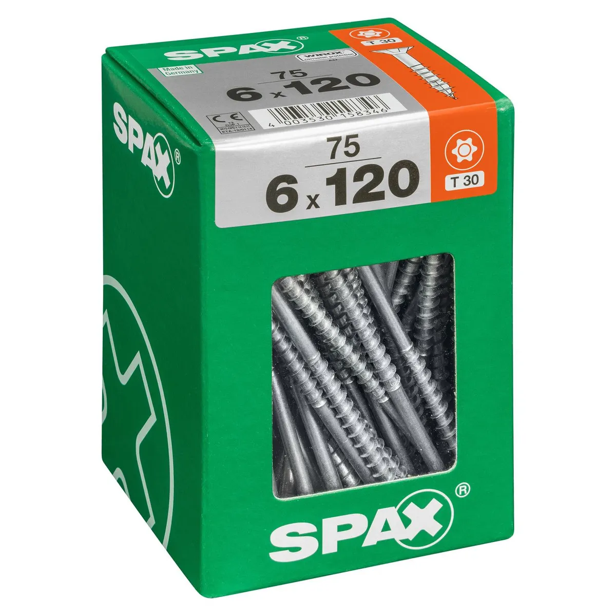 SPAX AMERICAN SCREW - Tornillo Spax Tirafondo Madera Aglomerada 120 mm 6 mm 75 unidad(es)