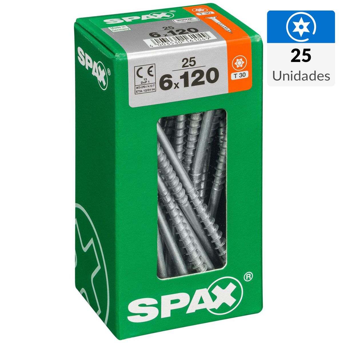 SPAX AMERICAN SCREW - Tornillo Tirafondo Madera Aglomerada 120 mm 6 mm 25 unidad(es)