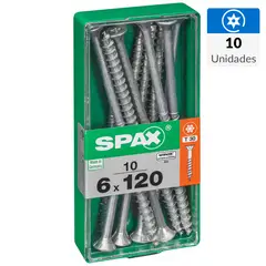 SPAX AMERICAN SCREW - Tornillo Spax Tirafondo Cabeza Plana Madera Aglomerada 120 mm 6 mm 10 Unidades
