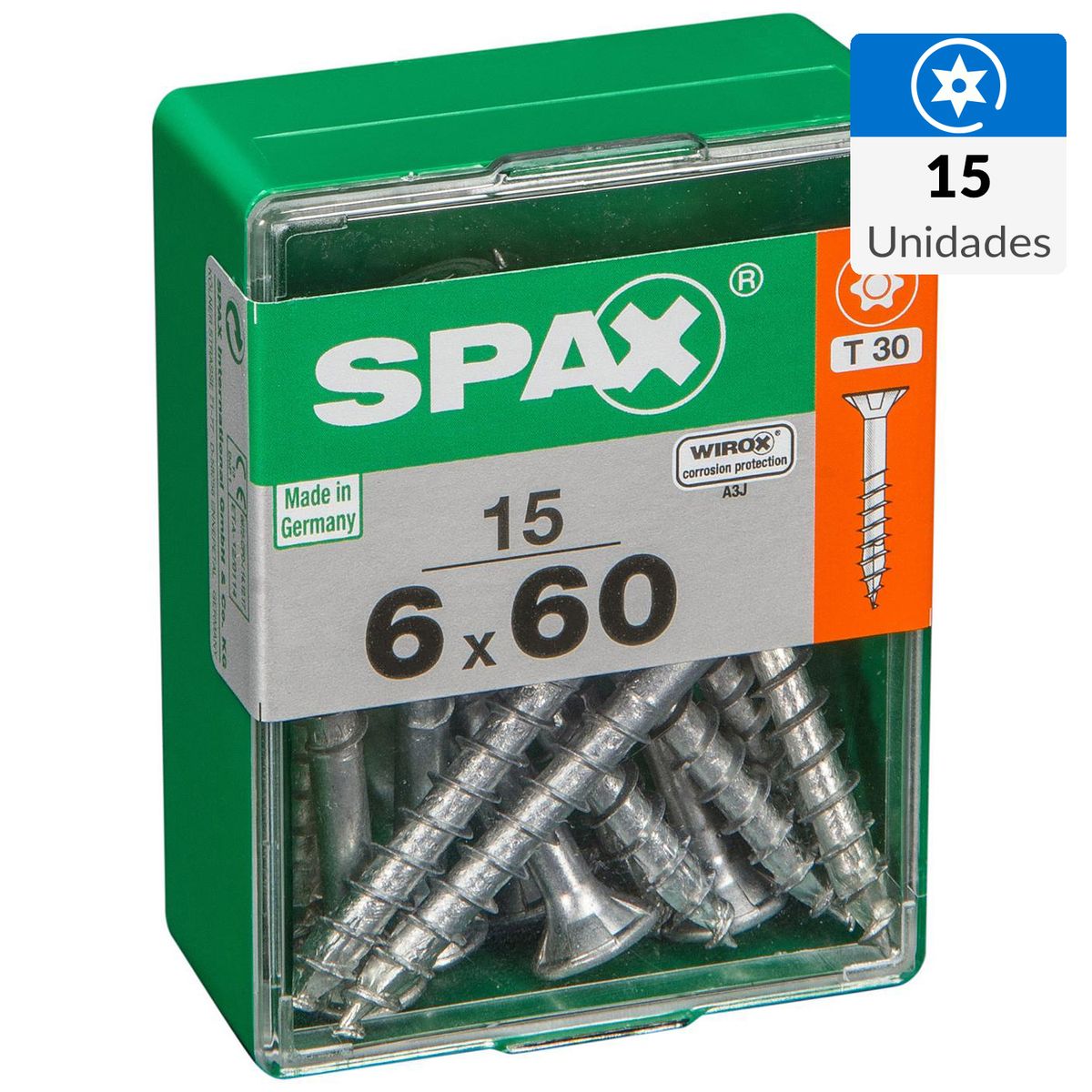 SPAX AMERICAN SCREW - Tornillo Spax Tirafondo Madera Aglomerada 60 mm 6 mm 15 unidad(es)