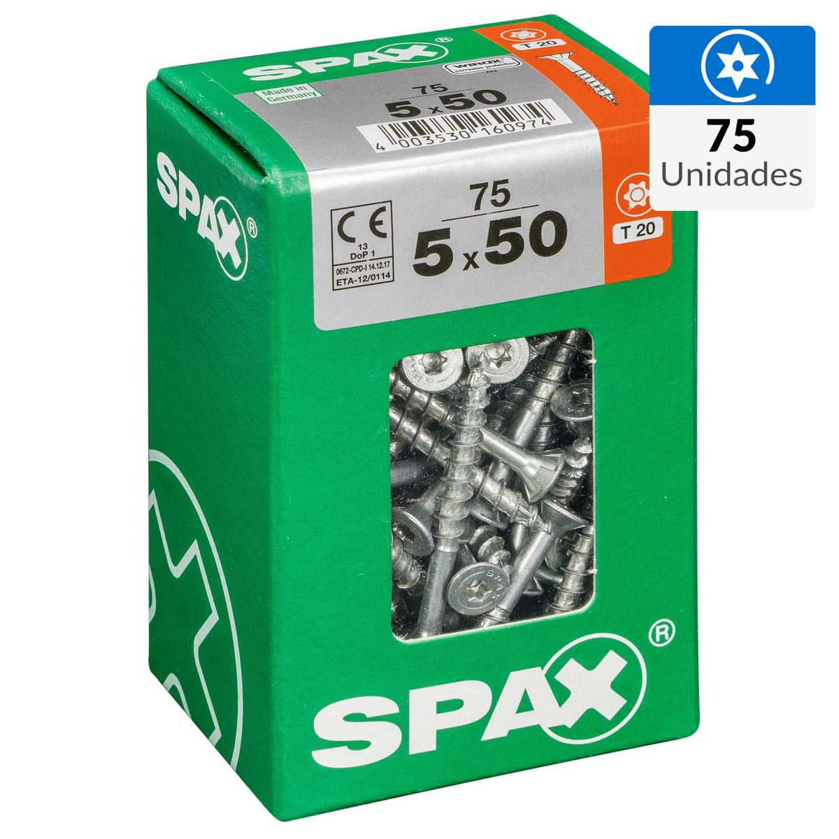 SPAX AMERICAN SCREW - Tornillo Tirafondo Madera Aglomerada 50 mm 5 mm 75 unidad(es)