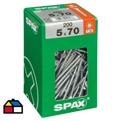 Tornillo spax cabeza plana torx wirox 5x70 200Pz