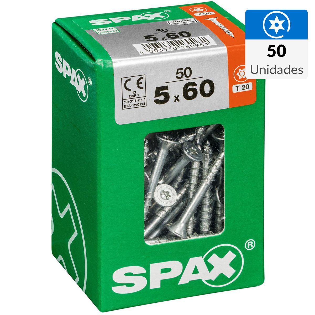 SPAX AMERICAN SCREW - Tornillo Spax Tirafondo Madera Aglomerada 60 mm 5 mm 50 unidad(es)