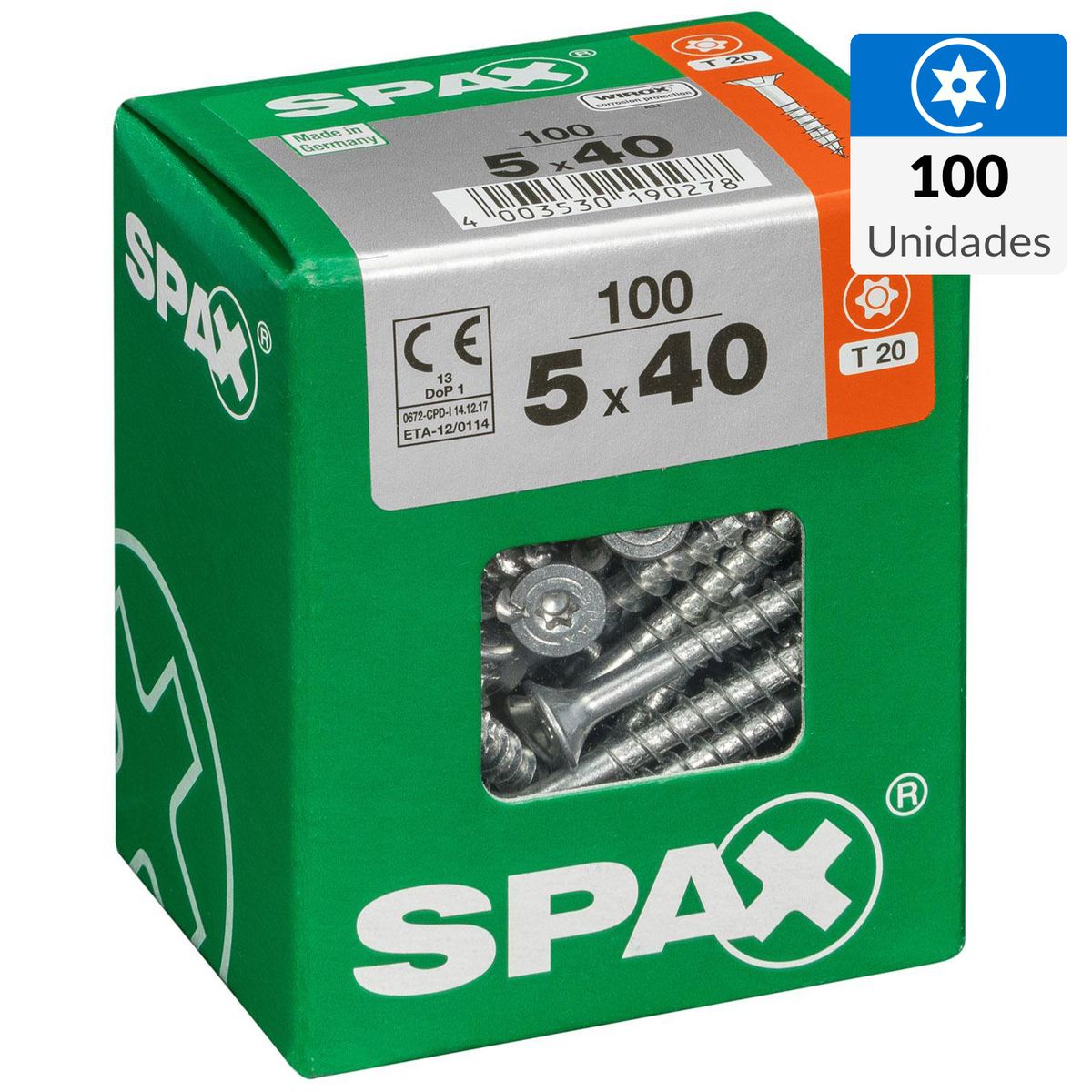 SPAX AMERICAN SCREW - Tornillo Spax Tirafondo Madera Aglomerada 40 mm 5 mm 100 unidad(es)