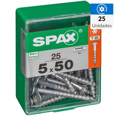 Tornillo spax cabeza plana torx wirox 5x50 25Pz