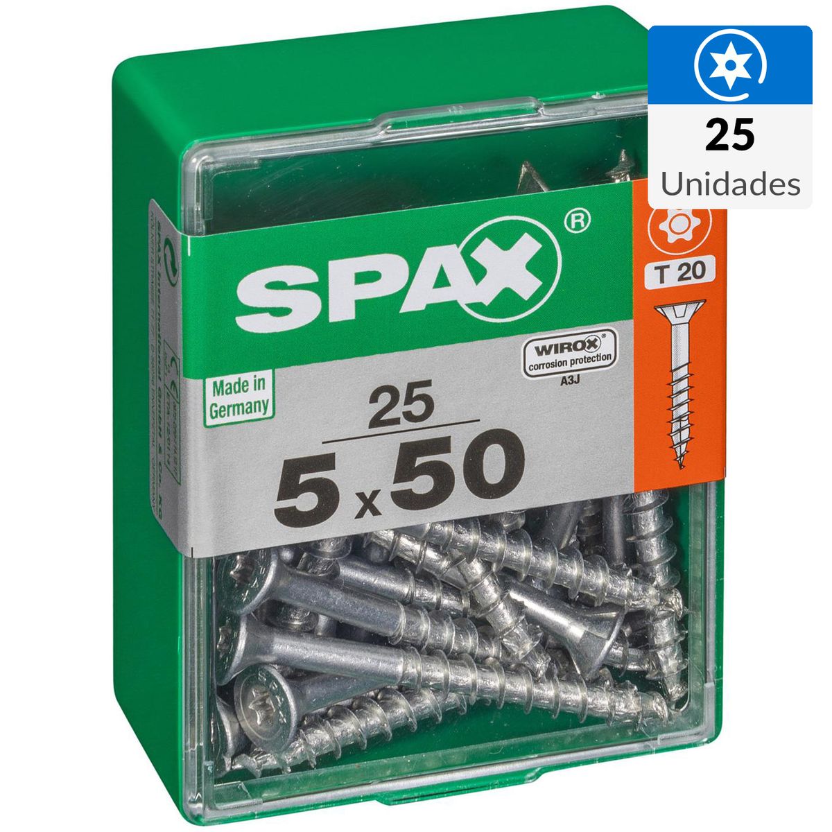 SPAX AMERICAN SCREW - Tornillo Spax Tirafondo Madera Aglomerada 50 mm 5 mm 25 unidad(es)