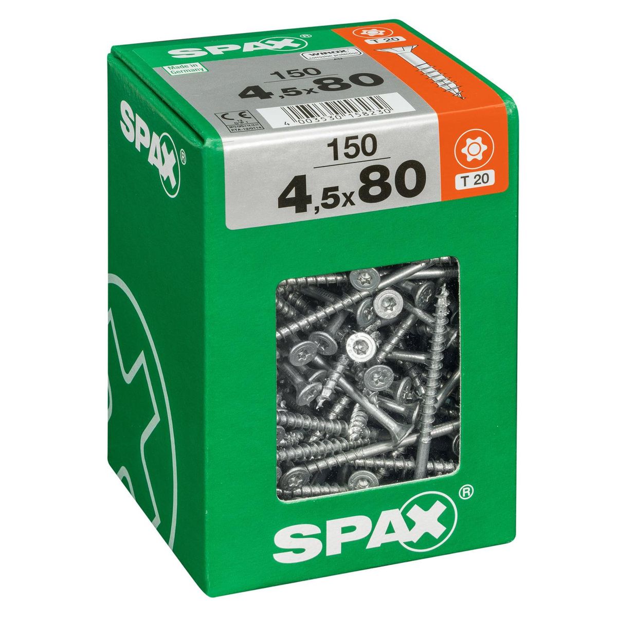 SPAX AMERICAN SCREW - Tornillo Spax Tirafondo Madera Aglomerada 80 mm 4.5 mm 150 unidad(es)