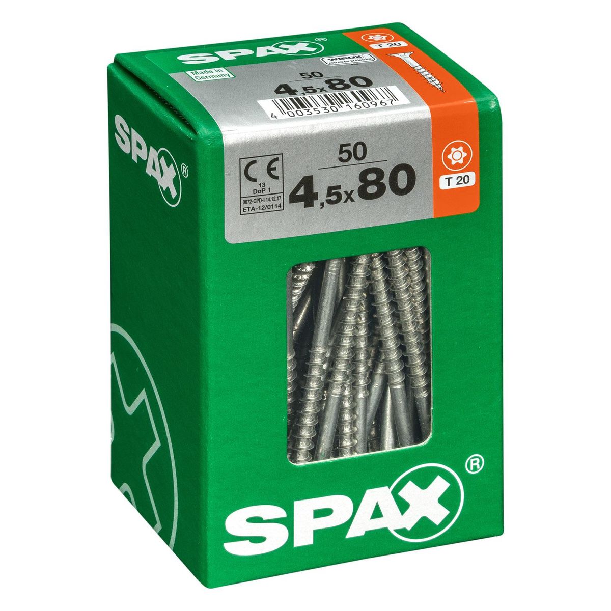 SPAX AMERICAN SCREW - Tornillo Spax Tirafondo Madera Aglomerada 80 mm 4.5 mm 50 unidad(es)