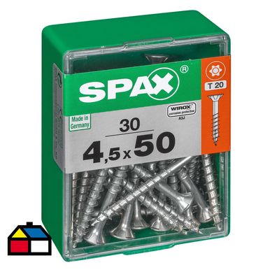 Tornillo spax cabeza plana torx wirox 4,5x50 30Pz
