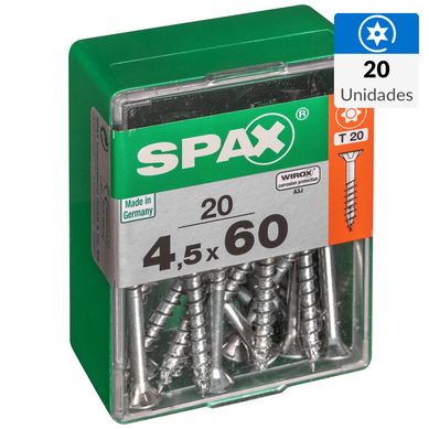 Tornillo spax cabeza plana torx wirox 4,5x60 20Pz