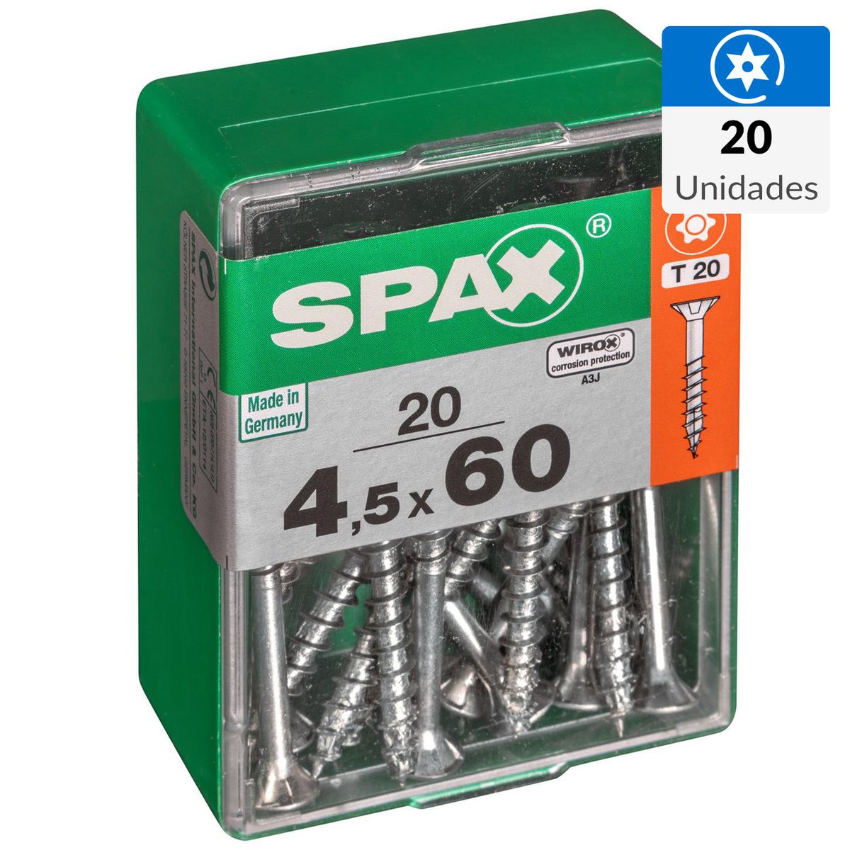 SPAX AMERICAN SCREW - Tornillo Spax Tirafondo Madera Aglomerada 60 mm 4.5 mm 20 unidad(es)