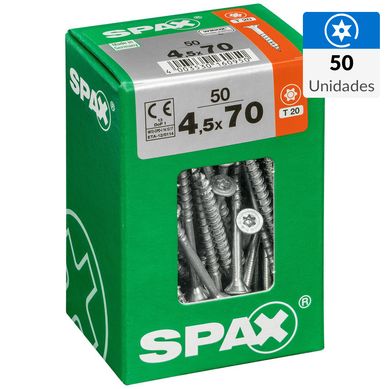 Tornillo spax cabeza plana torx wirox 4,5x70 50Pz