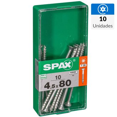 Tornillo spax cabeza plana torx wirox 4,5x80 10Pz
