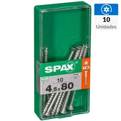 SPAX AMERICAN SCREW - Tornillo Spax Tirafondo Madera Aglomerada 80 mm 4.5 mm 10 unidad(es)