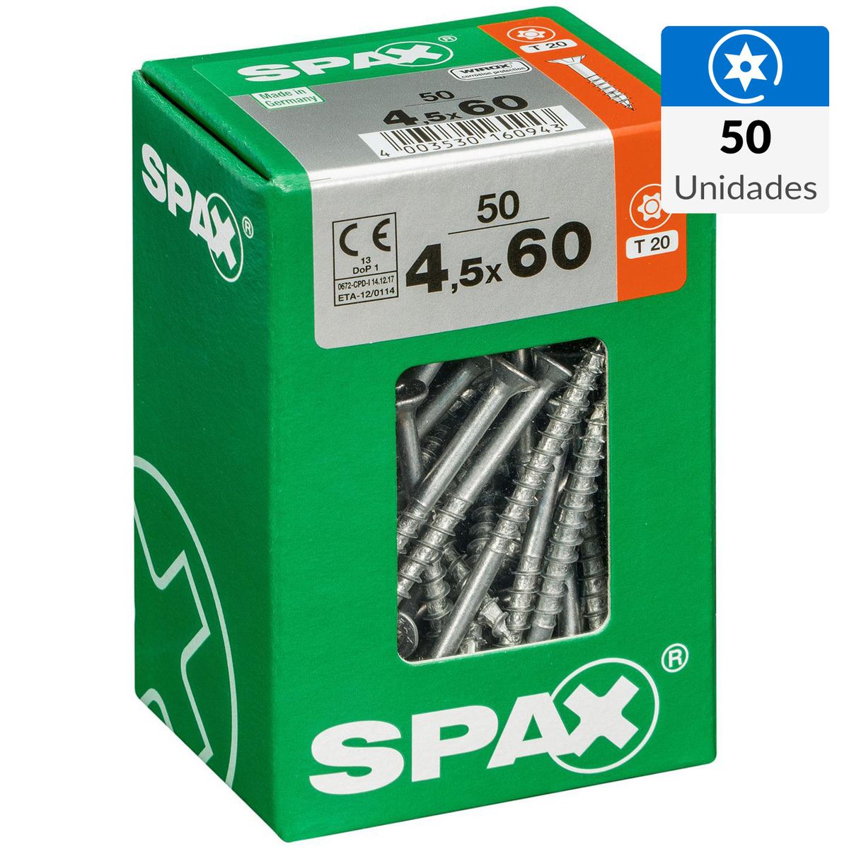 SPAX AMERICAN SCREW - Tornillo Spax Tirafondo Madera Aglomerada 60 mm 4.5 mm 50 unidad(es)
