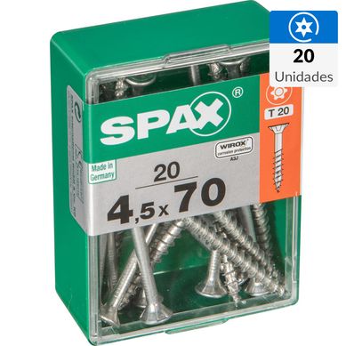 Tornillo spax cabeza plana torx wirox 4,5x70 20Pz