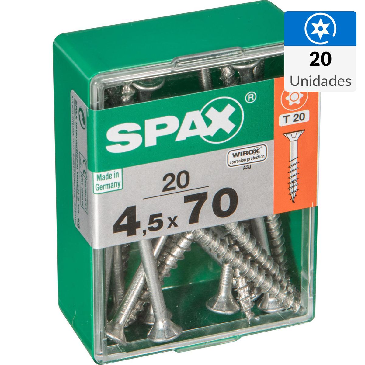 SPAX AMERICAN SCREW - Tornillo Tirafondo Madera Aglomerada 70 mm 4.5 mm 20 unidad(es)