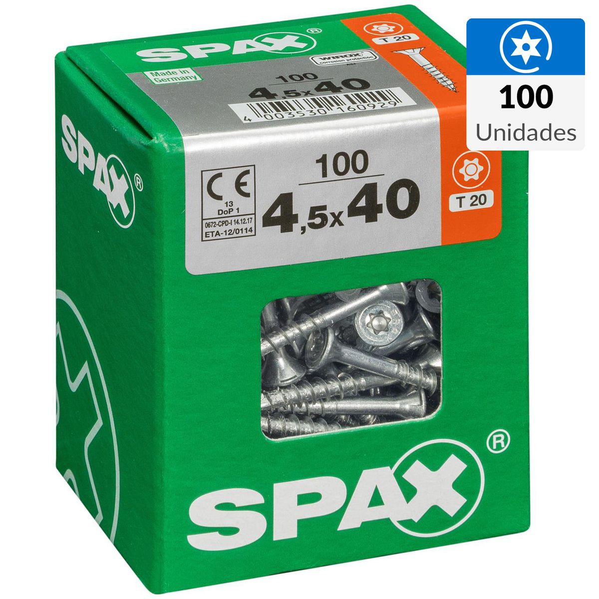SPAX AMERICAN SCREW - Tornillo Spax Tirafondo Madera Aglomerada 40 mm 4.5 mm 100 unidad(es)