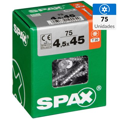 Tornillo spax cabeza plana torx wirox 4,5x45 75Pz