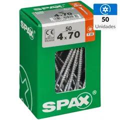 SPAX AMERICAN SCREW - Tornillo Spax Tirafondo Cabeza Plana Madera Aglomerada 70 mm 4 mm 50 Unidades