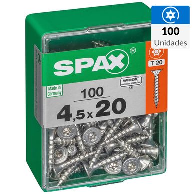 Tornillo spax cabeza plana torx wirox 4,5x20 100Pz