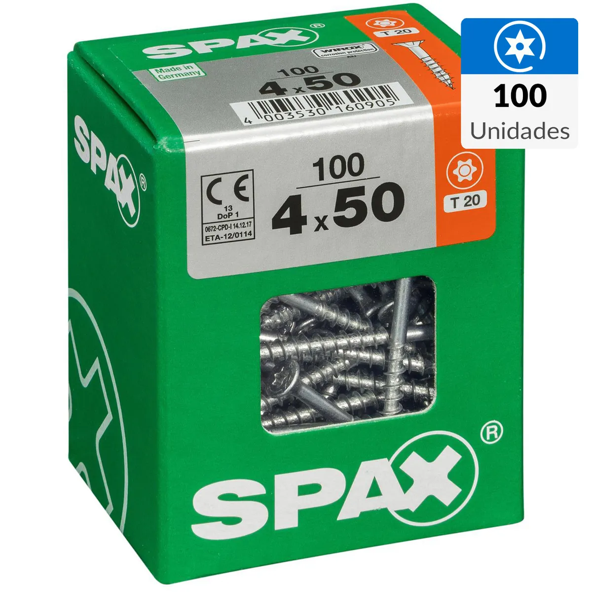 SPAX AMERICAN SCREW - Tornillo Spax Tirafondo Madera Aglomerada 50 mm 4 mm 100 unidad(es)