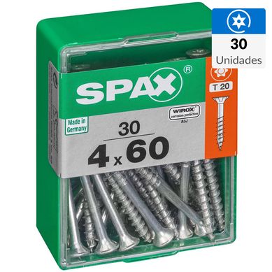 Tornillo Spax Tirafondo Cabeza Plana Madera Aglomerada 60 mm 4 mm 30 Unidades