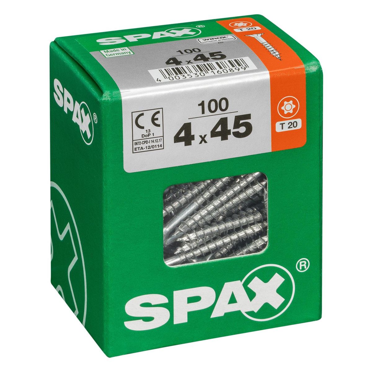 SPAX AMERICAN SCREW - Tornillo Spax Tirafondo Madera Aglomerada 45 mm 4 mm 100 unidad(es)