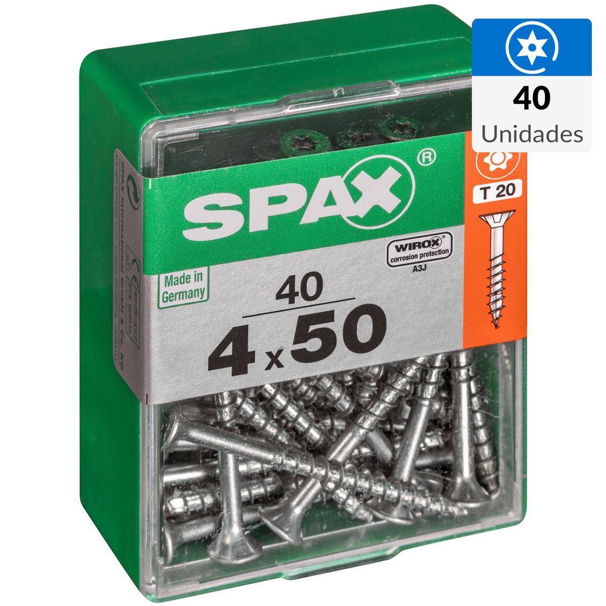 SPAX AMERICAN SCREW - Tornillo Tirafondo Madera Aglomerada 50 mm 4 mm 40 unidad(es)