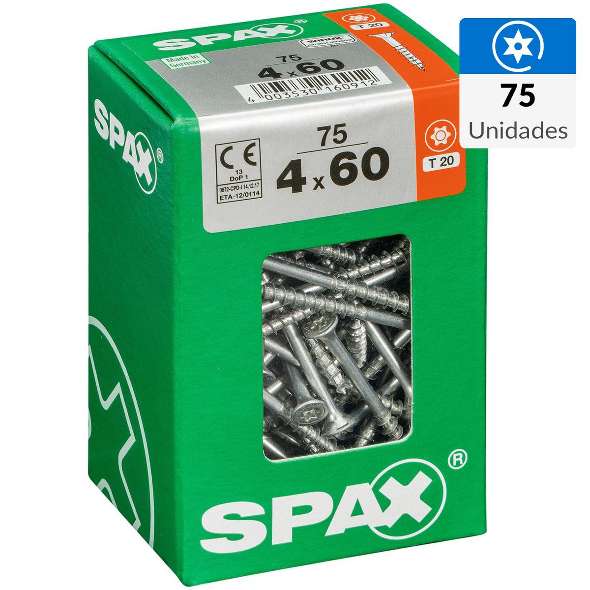 SPAX AMERICAN SCREW - Tornillo Spax Tirafondo Madera Aglomerada 60 mm 4 mm 75 unidad(es)