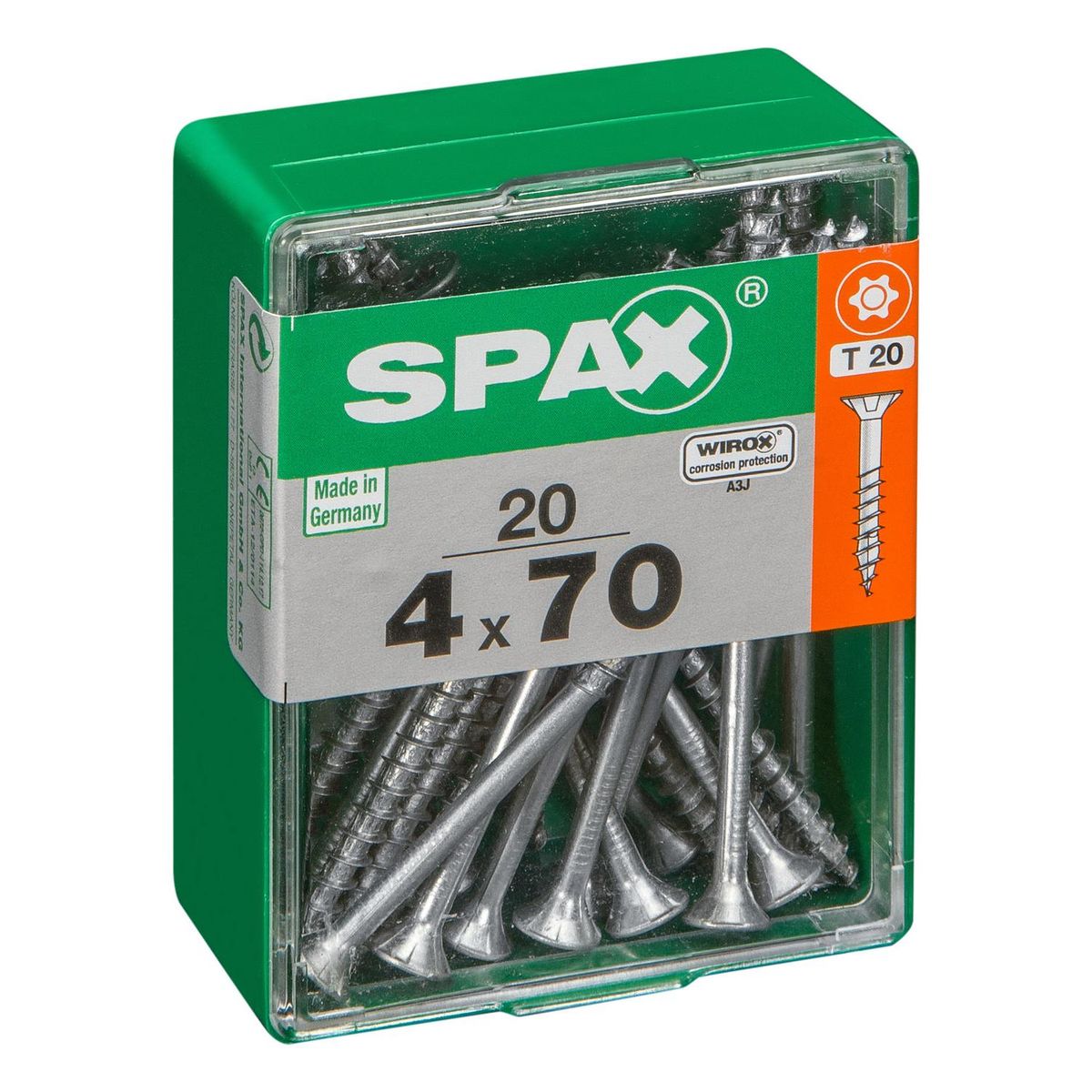 SPAX AMERICAN SCREW - Tornillo Spax Tirafondo Madera Aglomerada 70 mm 4 mm 20 unidad(es)