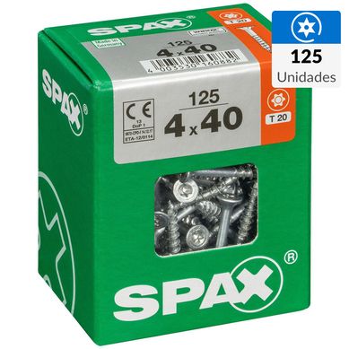 Tornillo spax cabeza plana torx wirox 4x40 125Pz