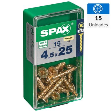 Tornillo spax cabeza plana pozidrive yellox 4,5x25 15Pz