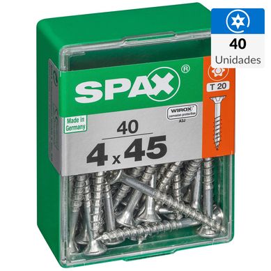 Tornillo spax cabeza plana torx wirox 4x45 40Pz