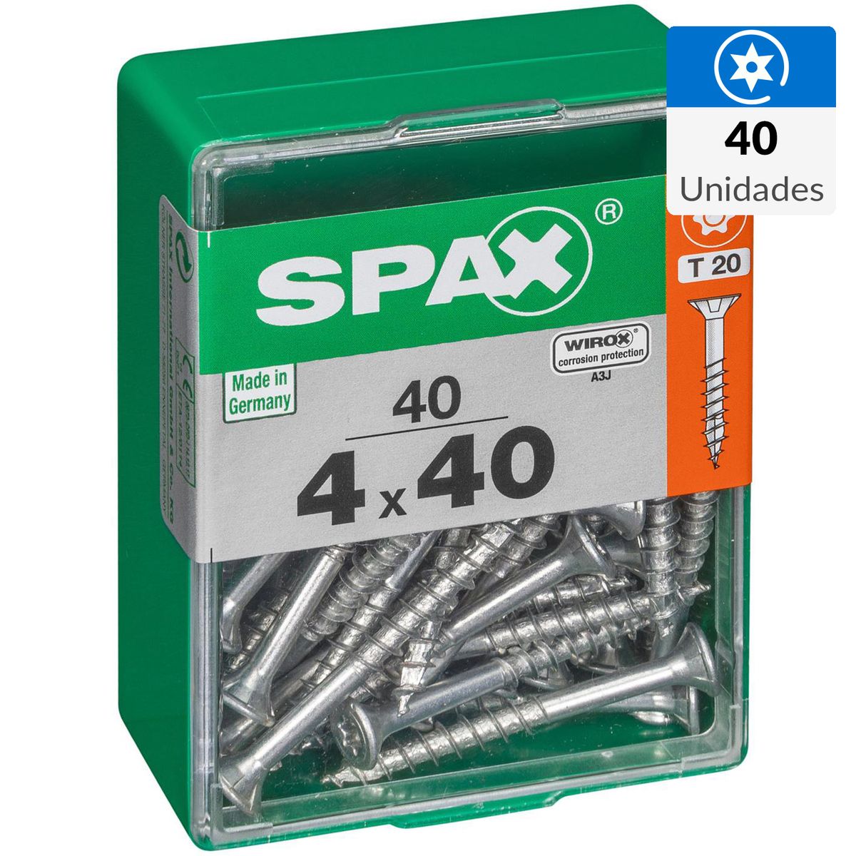 SPAX AMERICAN SCREW - Tornillo Spax Tirafondo Madera Aglomerada 40 mm 4 mm 40 unidad(es)