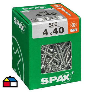 Tornillo spax cabeza plana torx wirox 4x40 500Pz