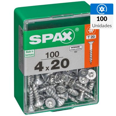 Tornillo spax cabeza plana torx wirox 4x20 100Pz