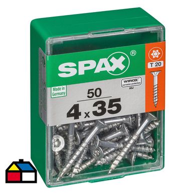 Tornillo spax cabeza plana torx wirox 4x35 50Pz