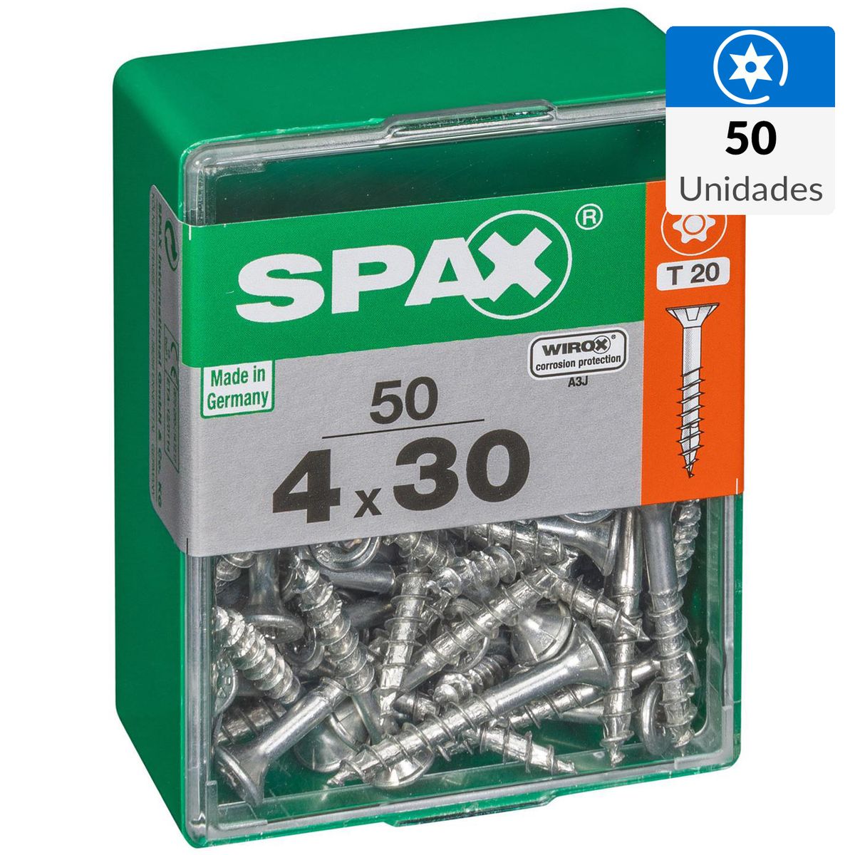 SPAX AMERICAN SCREW - Tornillo Spax Tirafondo Madera Aglomerada 30 mm 4 mm 50 unidad(es)