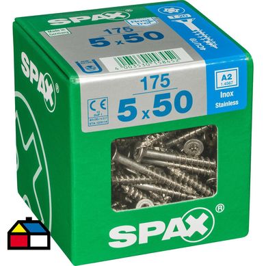Tornillo spax cabeza plana torx inoxidable 5x50 175Pz