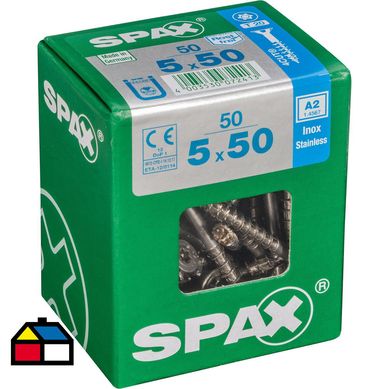 Tornillo spax cabeza plana torx inoxidable 5x50 50Pz