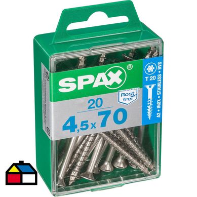 Tornillo spax cabeza plana torx inoxidable 4,5x70 20Pz