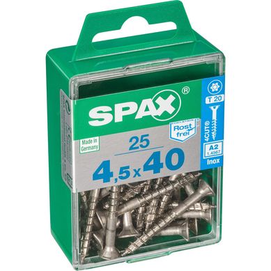 Tornillo spax cabeza plana torx inoxidable 4,5x40 25Pz