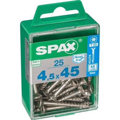 Tornillo spax cabeza plana torx inoxidable 4x45 25Pz