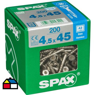 Tornillo spax cabeza plana torx inoxidable 4,5x45 200Pz