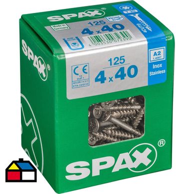 Tornillo spax cabeza plana torx inoxidable 4x40 125Pz