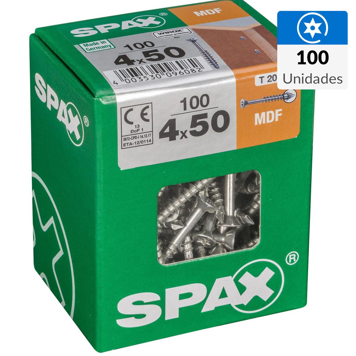 SPAX AMERICAN SCREW - Tornillo Spax Tirafondo Madera Aglomerada 50 mm 4 mm 100 unidad(es)
